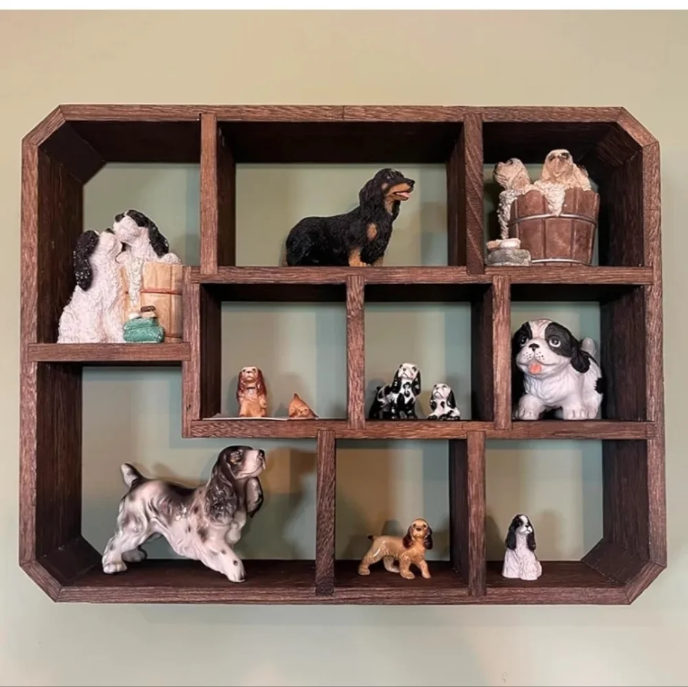 Rustic Brown Wall Shelf with Decorative Accents